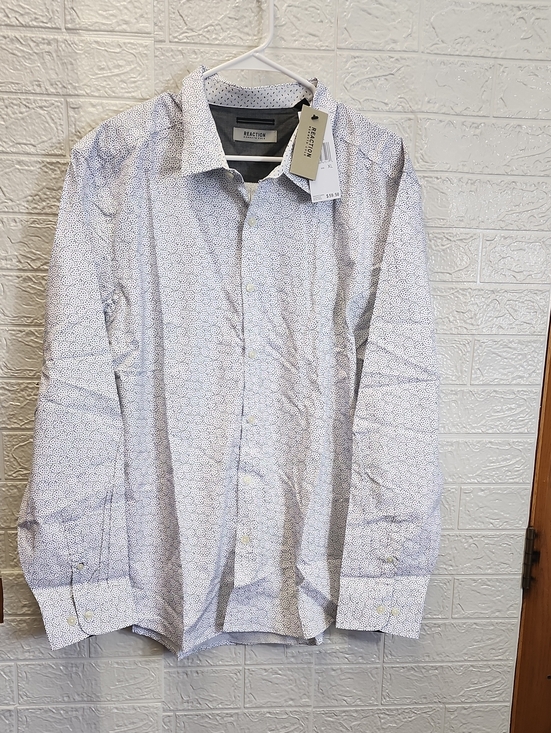 Kenneth Cole Reaction Other - Kenneth Cole Reaction White Shirt with Blue Micro-Pattern